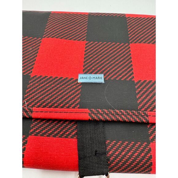 Jane Marie Jewelry Organizer Travel Buffalo with Hanger Plaid Red Black - Picture 2 of 9